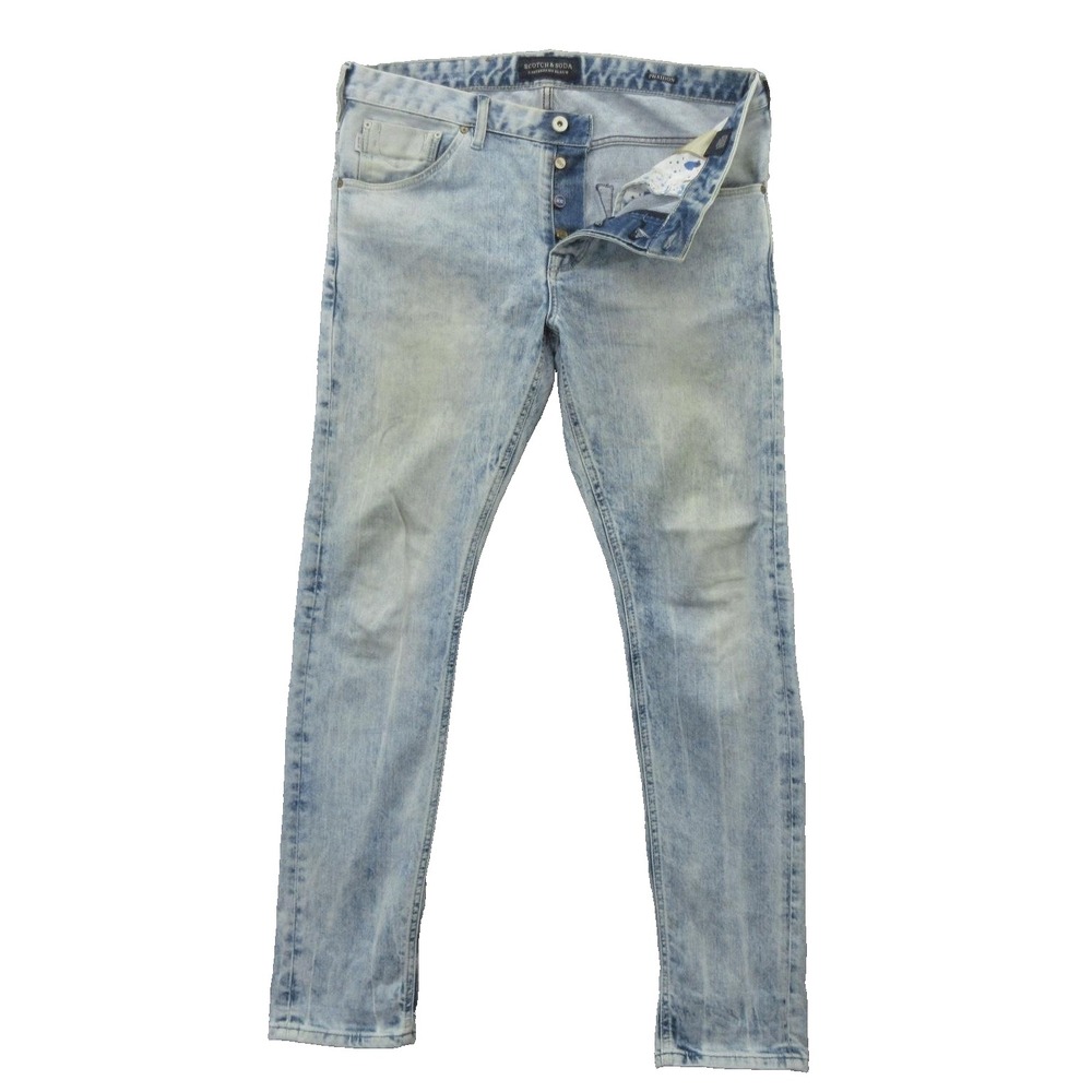 Scotch & Soda Jeans Mens 32x32 Light Wash Phaidon Amsterdams Blauw Button Fly